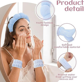 ATROCH Sponge Spa Headbands for Women & Wristband Set
