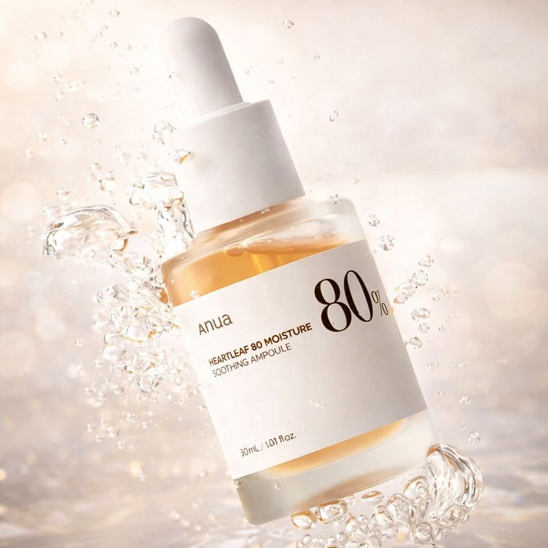 Anua Heartleaf 80 Soothing Ampoule Hydration Facial Serum for Glass Skin Gentle Formula with Panthenol Hyaluronic Acid NonGreasy