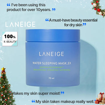 LANEIGE Water Sleeping Mask 70ml,Hydrating&Refreshing,Overnight Repair,Deep Hydration,Leave-On Mask,K-Beauty,Korean Makeup,Gift