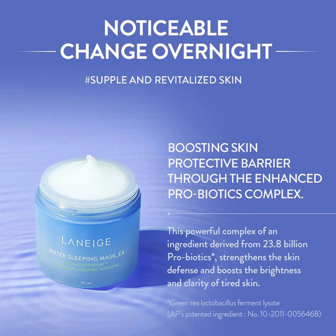 LANEIGE Water Sleeping Mask 70ml,Hydrating&Refreshing,Overnight Repair,Deep Hydration,Leave-On Mask,K-Beauty,Korean Makeup,Gift